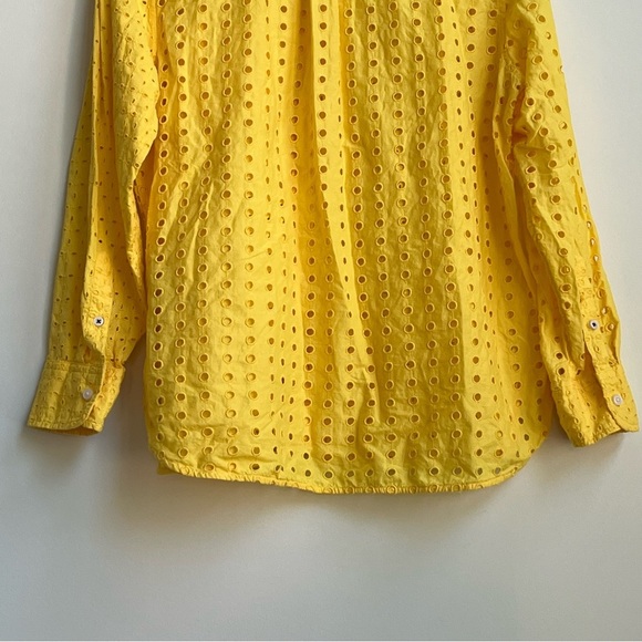 J. CREW Warm Sun Yellow CLASSIC-FIT SHIRT IN EYELET Cotton Button-Up Top 16 - Picture 13 of 15